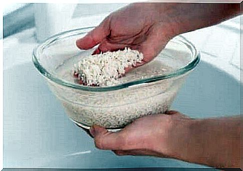 Bowl of rice and water