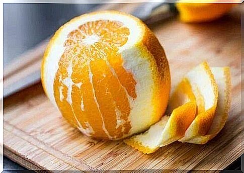 Partially peeled orange