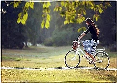 Woman riding a bicycle