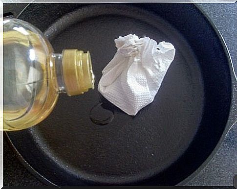 The oil helps prevent the food from sticking to the pan