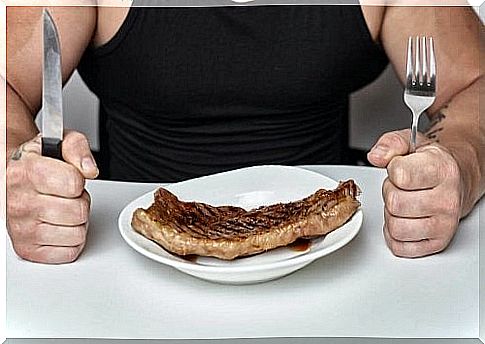 Man serving a steak