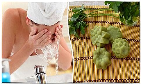 Natural soap with parsley for blemishes on the face