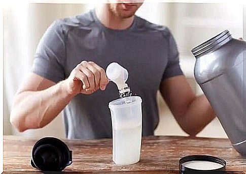 Man making protein coffee